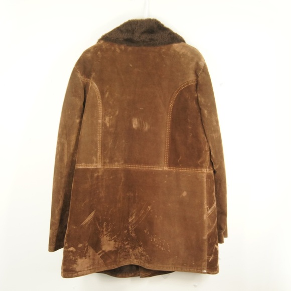 Vintage Brown Faux Fur Vegan Suede Sherpa Penny Land Jacket Coat - Picture 3 of 5